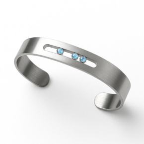 Cleo-Allure Titanium Bangle with Light Blue Crystals