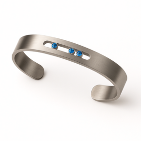 Cleo-Allure Titanium Bangle with Dark Blue Crystals