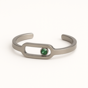 Allure Titanium Ring with Green Crystal